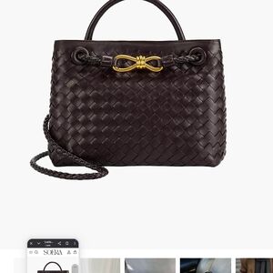 Elegant Woven Leather Handbag - Dark Brown.  BRAND NEW